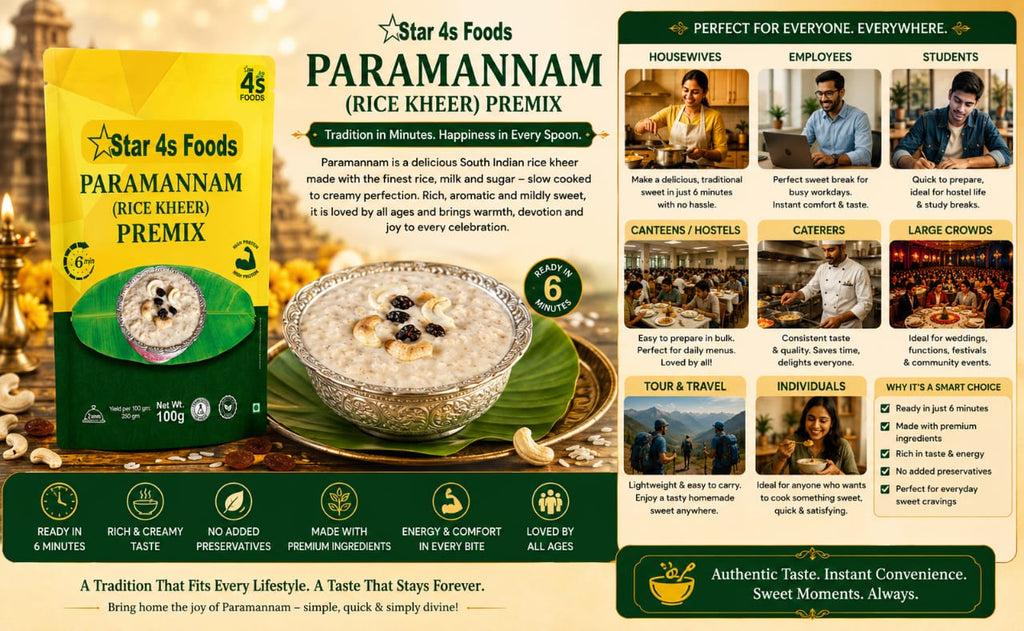 Star 4s Foods Paramannam Rice Kheer Premix, High Protein, Ready in 6 Min, 100g, Pack of 3