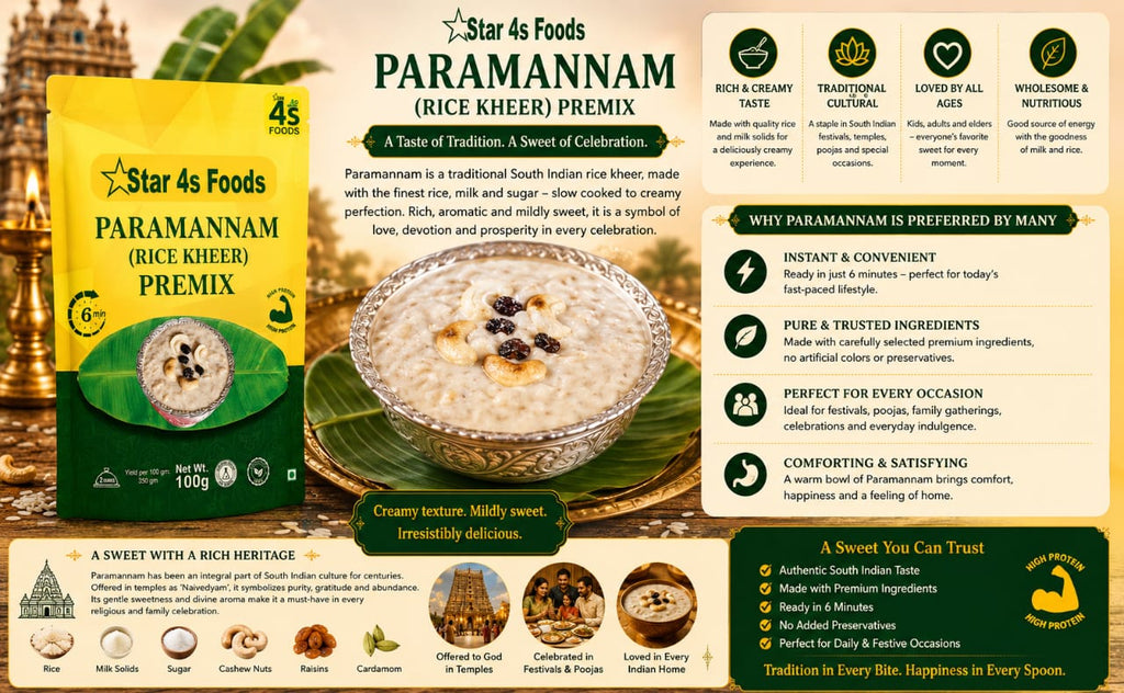 Star 4s Foods Paramannam Rice Kheer Premix, High Protein, Ready in 6 Min, 100g, Pack of 3