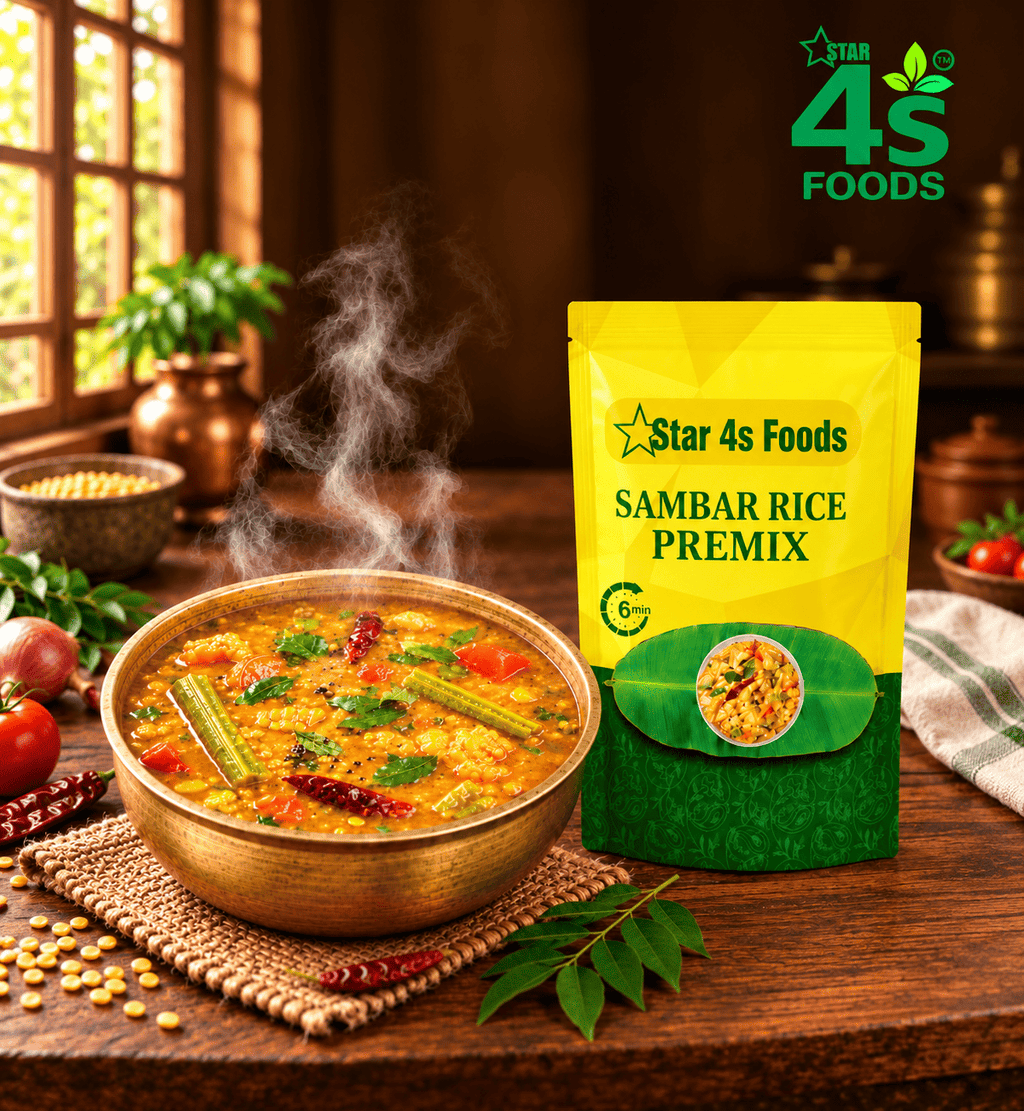Star 4s Foods Sambar Rice Premix, High Protein, Ready in 6 Min, 100g Each, Pack of 3